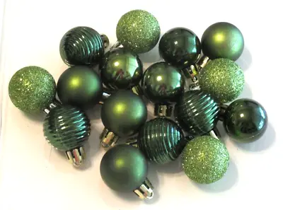 Green Mini Christmas Ornaments Non Shatter Balls 1  Mixed For Miniature Tree 16 • $9.95