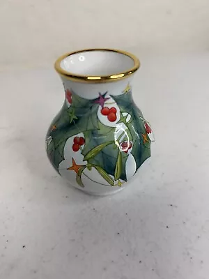 Moorcroft  Enamels Mini Vase. Ex.Rare Christmas  Holly • $250