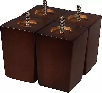 4 Inch Wooden Furniture Legs Set Of 4 Mid Century Brown Color Square Couch Legs • $35.66