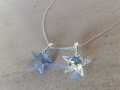 £12.95 • Buy 925 Sterling Silver Necklace Swarovski Elements Crystal Star Pendant Clear AB