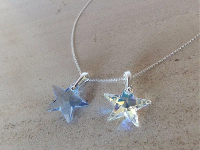 £12.95 • Buy 925 Sterling Silver Necklace Swarovski Elements Crystal Star Pendant Clear AB