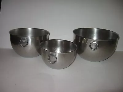 Vintage 1960s Revere Ware Stainless Nesting Mixing Bowls D Ring (Set Of 3) USA • $54.95
