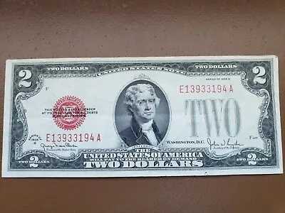 1928 Two Dollar Red Seal $2 Note Certificate • $26.99