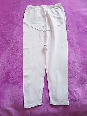 Maternity Size 8 Over Bump Cropped Leggings - White • £1