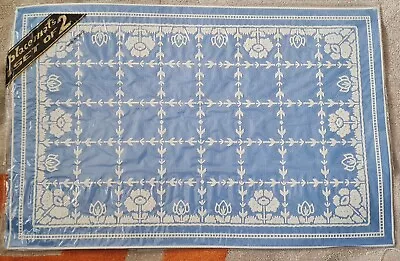 Vinyl Tray Covers Doilies Placemats Table Cloths 🎀 Wedding Floral Set Of 2 Blue • $8.84