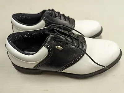 Etonic Lites Golf Shoes 007904 Men's Size 10M White-Brown-Black Soft Spikes • $24.99