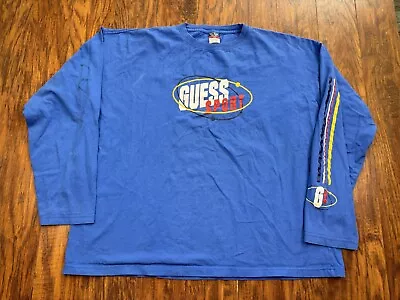 Vintage Guess Sport T Shirt USA 2X Blue I6 • $14.95