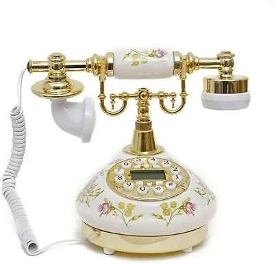 New Classic Landline Telephone Vintage Ceramic Corded Working Phone Machine Set • £27.99