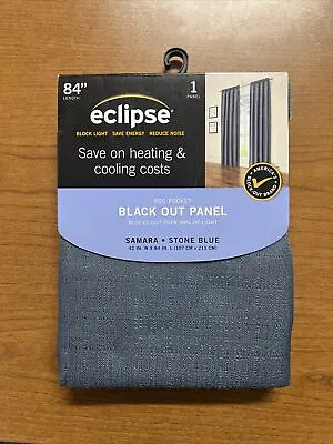 Eclipse Stone Curtain 1 Panel Blue 84  X 42  Blackout Rod Pocket NEW • $29.99