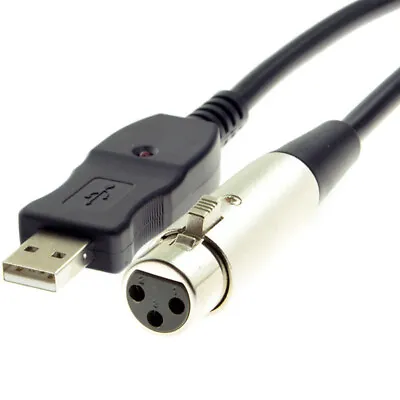 XLR Female To USB Male 10ft Cable Cord Adapter Audio Vocal Recorder Mi.UL • £9.36