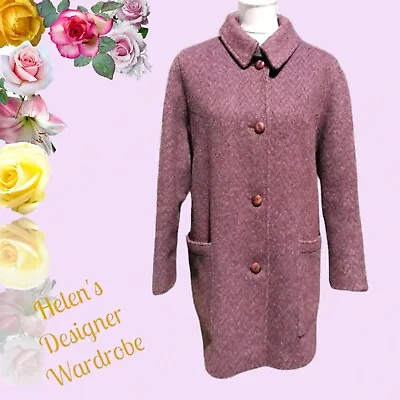 Evans Women's Coat Size 16 Purple Herringbone Tweed  Llama & Lamb Wool Sale!! Vg • £19.99