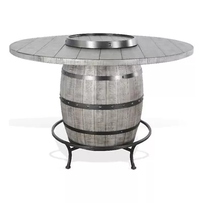 Sunny Designs Round Mahogany Pub Table With Wine Barrel Base In Alpine Gray • $1420.14
