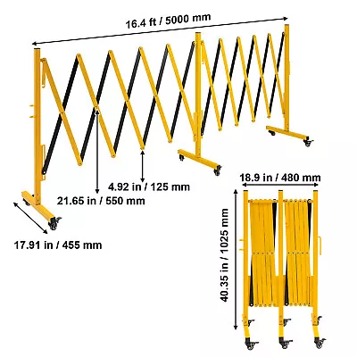 TECSPACE 3 Sizes Expandable Metal Barricade With Casters (Yellow And Black) • $166.99