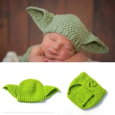 New Handmade Knitted Baby Star Wars Yoda Costume Outfit Newborn PhotoProp • £6.99