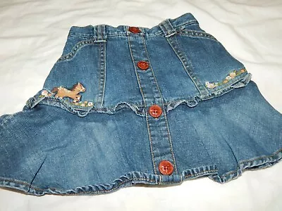 Rare Girls 2T Gymboree Equestrian Club Horse Flowers Jean Skirt Flare SO CUTE • $9.99