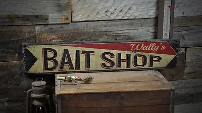 Custom Lake House Bait Shop Sign - Rustic Hand Made Vintage Wooden • $54