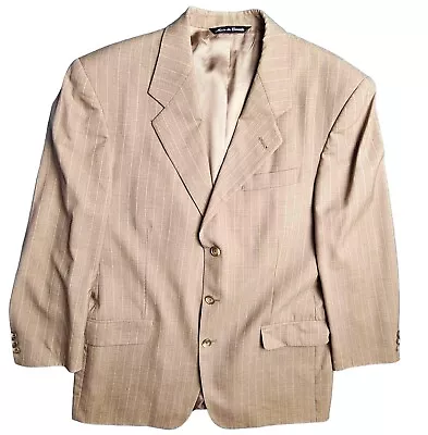 Jack Victor Blazer Montreal Virgin Wool Men 46R Beige Tan Pin Striped Sport Coat • $26.80