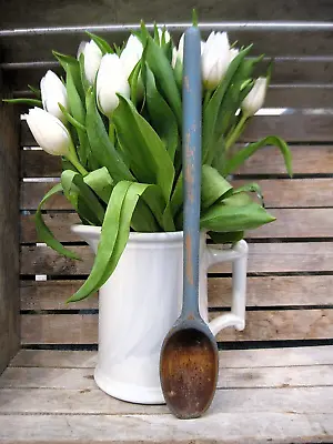 Large Antique Wood Spoon French Blue Milk Paint • $17.95