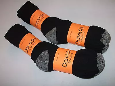 Davido Mens Socks Crew Made In Italy 100% Cotton 6 Pack Black /gray Size 10-13 • $28.50