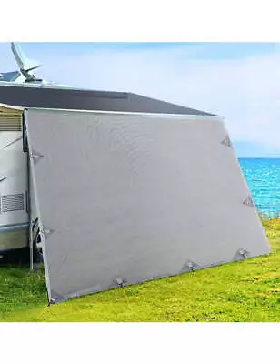 Grey Caravan Privacy Screen 1.95 X 2.2M End Wall Side Sun Shade Roll Out Awning • $48.68