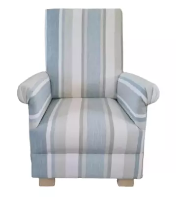 Laura Ashley Fabric Adult Chairs Armchairs Accent Awning Stripe Blue Small Grey • £249.99