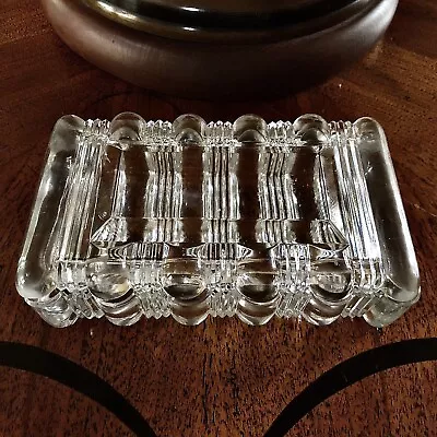 Art Deco Lidded Glass Cigarette Box 1930’s Vintage Crystal Desk Accessory 6.5” • $30