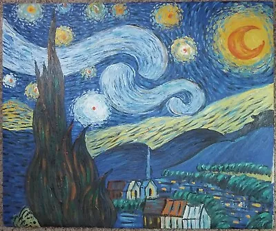 VAN GOGH Starry Night Reproduction FINE Hand Painted Oil Painting 24.25 X 20.25  • $279.95