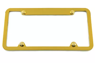 Gold Chrome Plated Notched Top License Plate Frame - Made In USA • $19.95