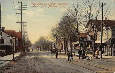 MERIDEN CT ~ WEST MAIN ST FROM LEWIS AVE TROLLEY SCHMELZER PUB Used 1907-20 • $11.49