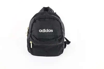 Vintage Adidas Spell Out Mini Backpack Book Bag Carry On Day Pack Black • $44.95