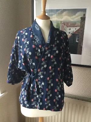 Vintage Japanese Noragi Yukata Kasuri Indigo Jacket • £135