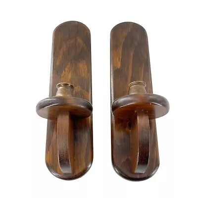 Basketville Wood Wall Hanging Sconce Candle Holders Wooden MCM Pair 2 Vtg Retro • £25.51