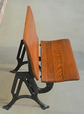 Rare Vintage Cast Iron And Wood Folding Student Desk Seat T. Kundtz Cleveland O • $99