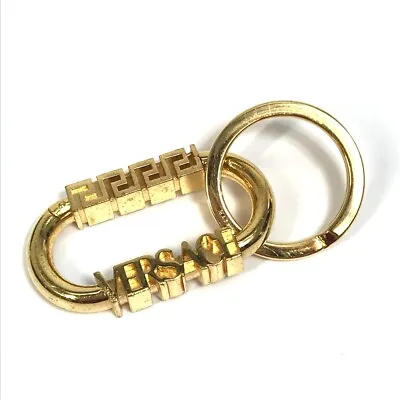 VERSACE Greca Logo Key Chain Accessory Key Holder Metal Gold • $180
