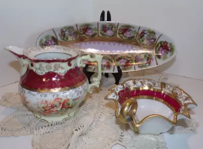 Vintage Lot Of 3 Bavaria Nippon Noritake Pieces Hand Painted Gold Chintz • $24