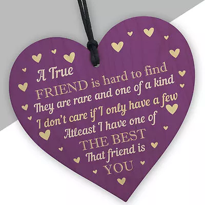 £3.99 • Buy Friendship Plaque Best Friend Gift TRUE FRIEND Wood Heart Thank You Birthday