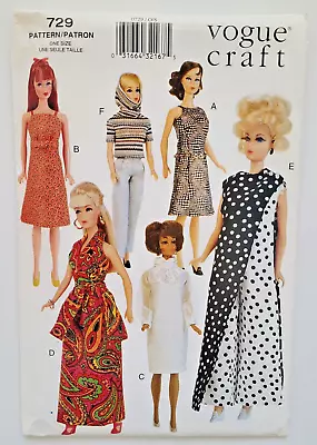 Vogue Craft Sewing Pattern 729 Doll Clothes 11 1/2  Barbie 60s Fashions UNCUT • $24.99