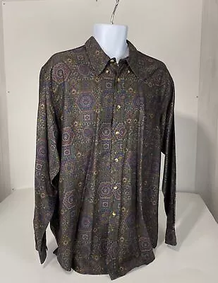 Vintage Nautica Men’s Dress Shirt Long Sleeve Large Paisley Button Up 90'S • $13.94