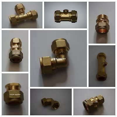 6mm- 22mm Brass Compression Fittings-Straight Elbow teeplumbingcopper Pipe • £3.01