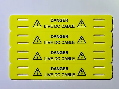 Cable Identification Tag Marker Label - Danger -  Live DC Cable - 4 Per Card • £3.69