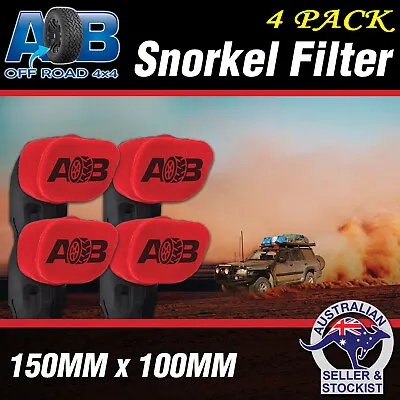 4x RED AOB Snorkel Pre Filter Cleaner 3  150x100mm Ram Head Cover Air Filter 4wd • $82