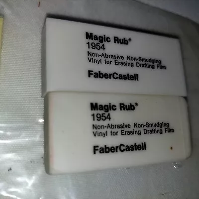 2 Faber-Castell Magic-Rub 1954 White Erasers Non-Smudging Non-Abrasive • $13.99