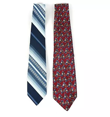 Van Heusen Mens Necktie Lot Of 2 Designer Tie Blue Striped L-57 W-3 3.75 NWOT • $16
