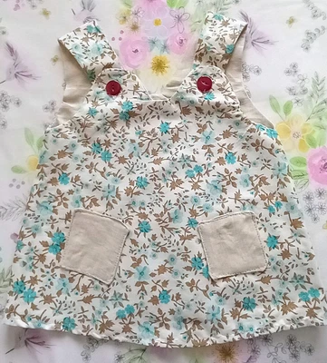 £5.99 • Buy Baby Girl Dress Irish Handmade  Pinafore Vintage Fabric Retro 9-12 Month Approx 