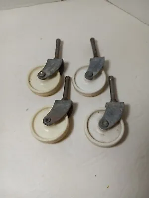 Set Of 4 Vintage Antique Metal Caster Wheels No Swivel  • $10.36