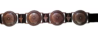Vintage Magid Leather & Silver Medallion Ornate Concho Belt Size M • $35