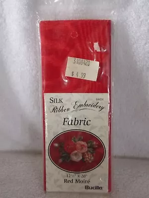 Bucilla Silk Ribbon Embroidery Fabric Red Moire 12 1/2  X 20  • $3.99