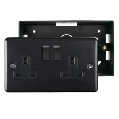 £14.99 • Buy SHPELEC Design, Matt Black 13A Socket 1 Gang 2 Gang And Back Boxes Electrical