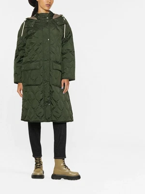$400 • Buy BNWT BARBOUR X ALEXACHUNG Nevis Quilted Shell Long Jacket Coat Khaki Green 12