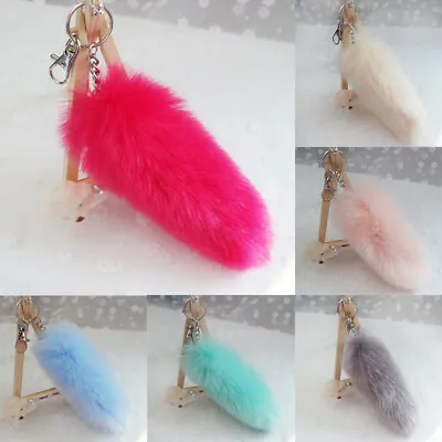 Fluffy Faux Fox Fur Tail Keychain Tassel Bag Hanging Keyring Pendant Gift • $1.96